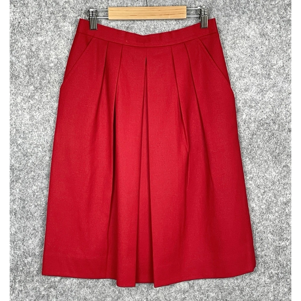 VTG Evan Picone Preppy Pleated Academia 100% Wool Skirt Size 6P Midi Career Twee